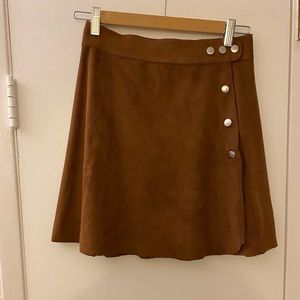 1 State Suede Brown Skirt XS Like New